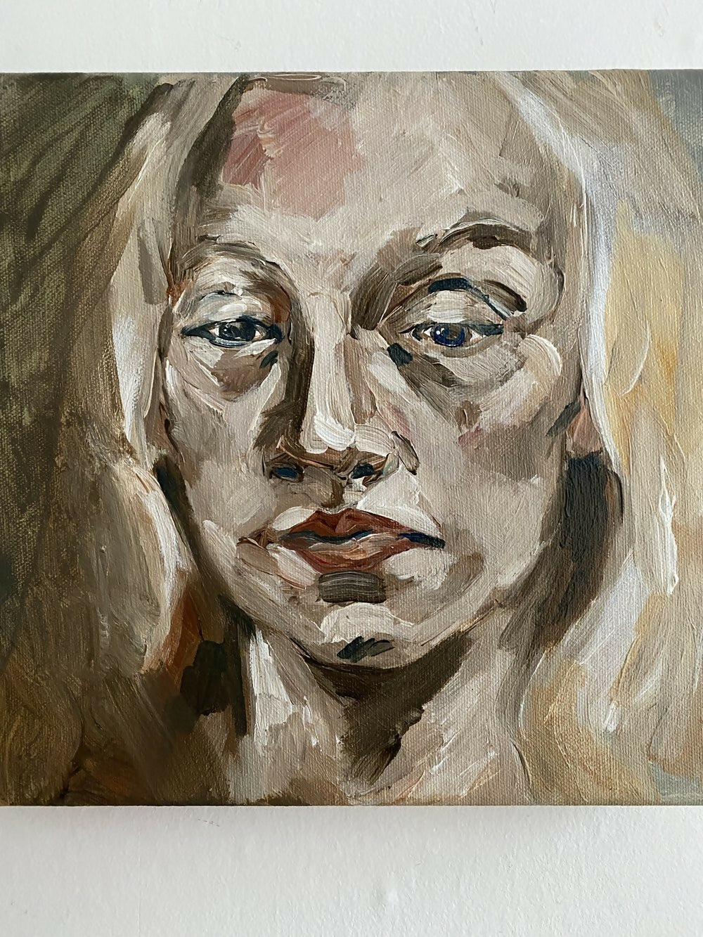 Artistic depiction of a face with a neutral expression on a plain background,  available  to buy on the-salon.com. SALON curates the finest , unique, handmade pieces from the interior industry's best makers and brands. Shop luxury furniture, lighting, rugs, art, antiques and vintage pieces and accessories from SALON interior designed rooms.