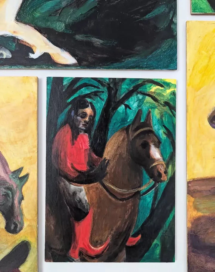 redriderandabayhorse-AliceCarr-acrylicandpencilonwoodenpanel15cmx21cm-2024-180-PartnershipEditions_acf7a1f3-dcfa-478e-9f85-f13bbb1c40e7_720x