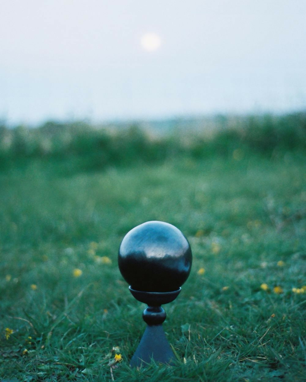 Black metal garden stake on grass with a blurred background,  available  to buy on the-salon.com. SALON curates the finest , unique, handmade pieces from the interior industry's best makers and brands. Shop luxury furniture, lighting, rugs, art, antiques and vintage pieces and accessories from SALON interior designed rooms.