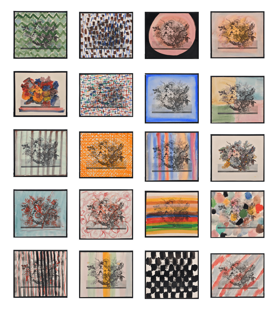 Grid of various abstract and floral art prints in different frames,available to buy from the-salon.com. SALON curates the finest unique handmade pieces from the interior industry's best makers and brands. Shop luxury furniture, lighting, rugs, art, antiques and vintage pieces and accessories from SALON interior designed rooms. 